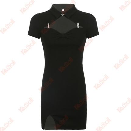 solid black sexy simple dresses